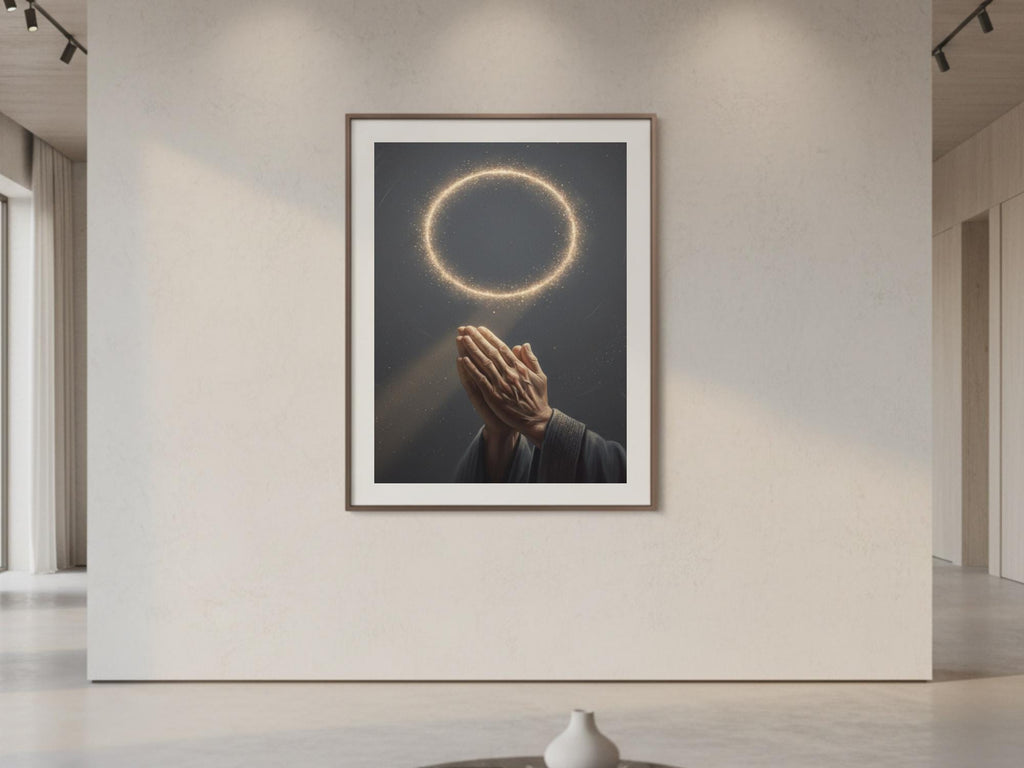 Glowing Halo - Hands in Prayer, Spiritual Wall Art (Digital Download)