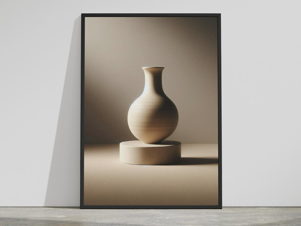 Ceramic Study — A Sculpted Ceramic Vase in Warm Light | Neutral Wall Art