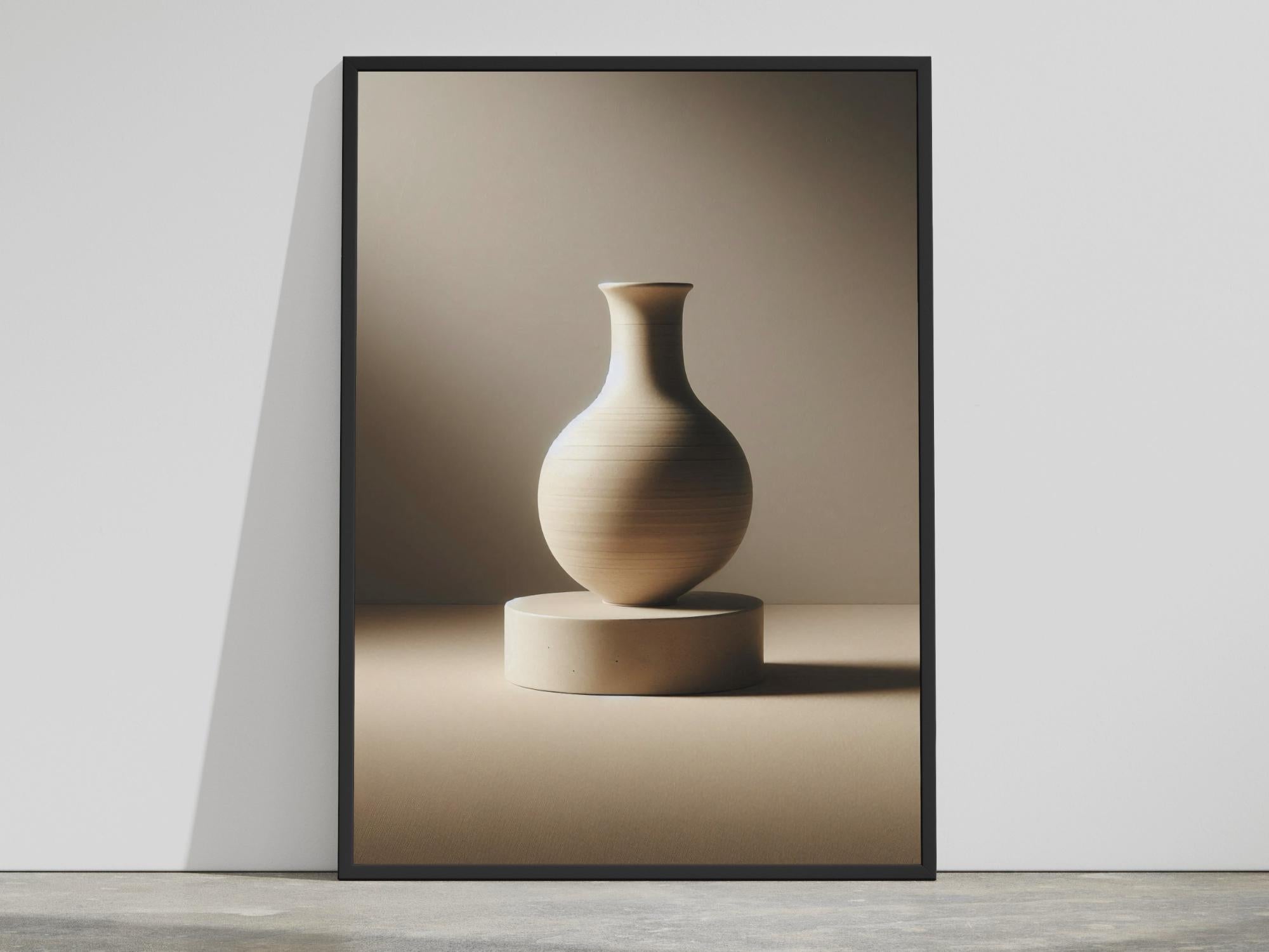 Ceramic Study — A Sculpted Ceramic Vase in Warm Light | Neutral Wall Art