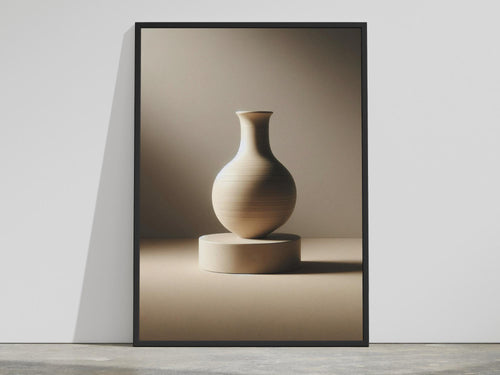 Ceramic Study — A Sculpted Ceramic Vase in Warm Light | Neutral Wall Art