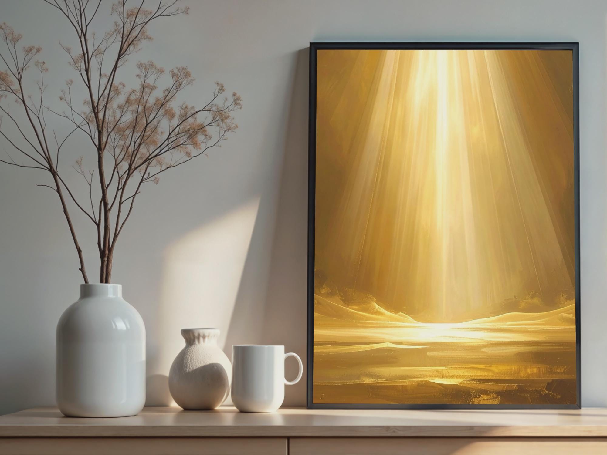 Radiant Glow — A Celestial Beam of Golden Light | Doxology Wall Art (Digital Download)