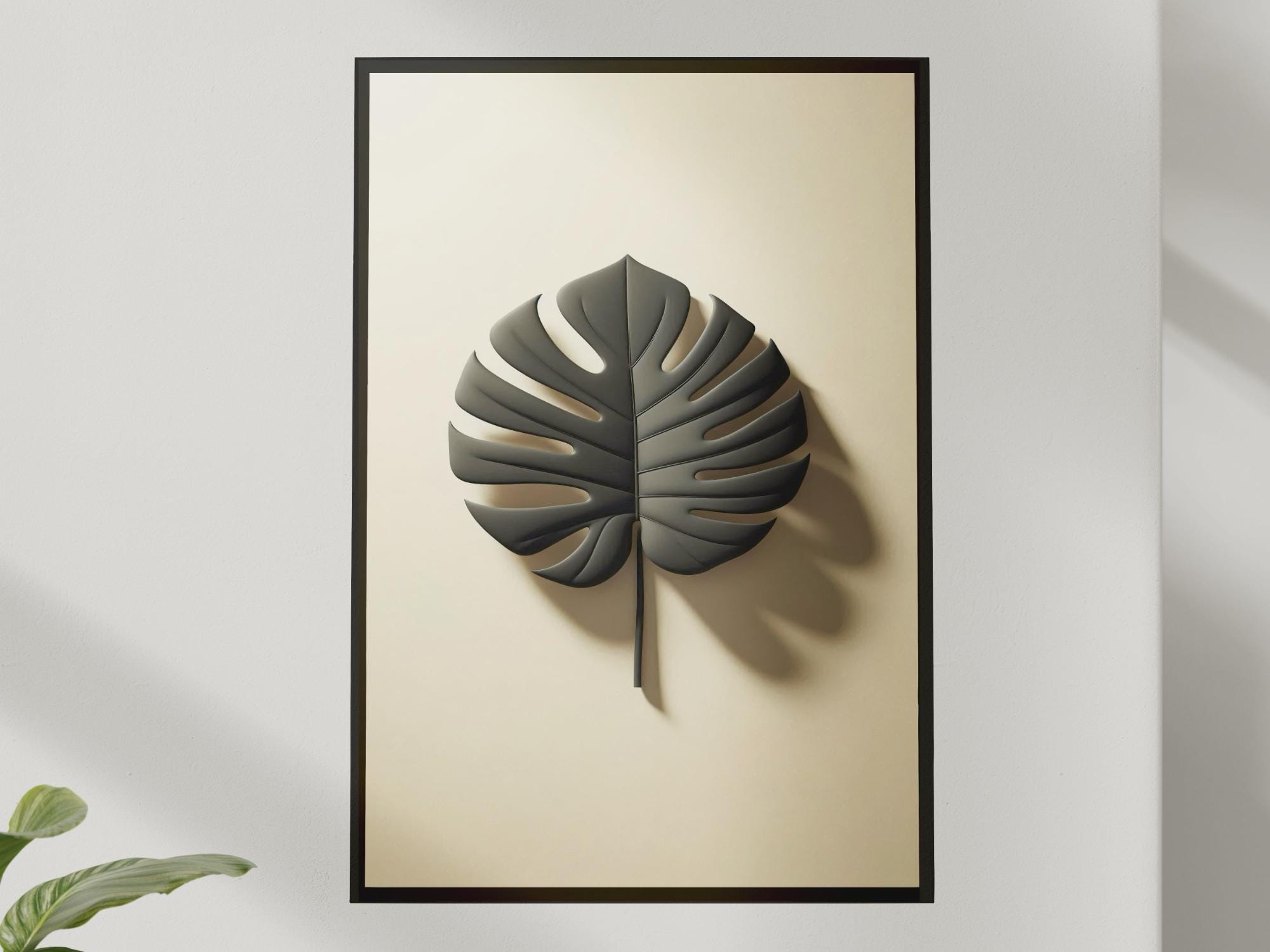 Botanical Silhouette — Delicate Leaf and Shadows | Elegant Wall Art (Digital Download)