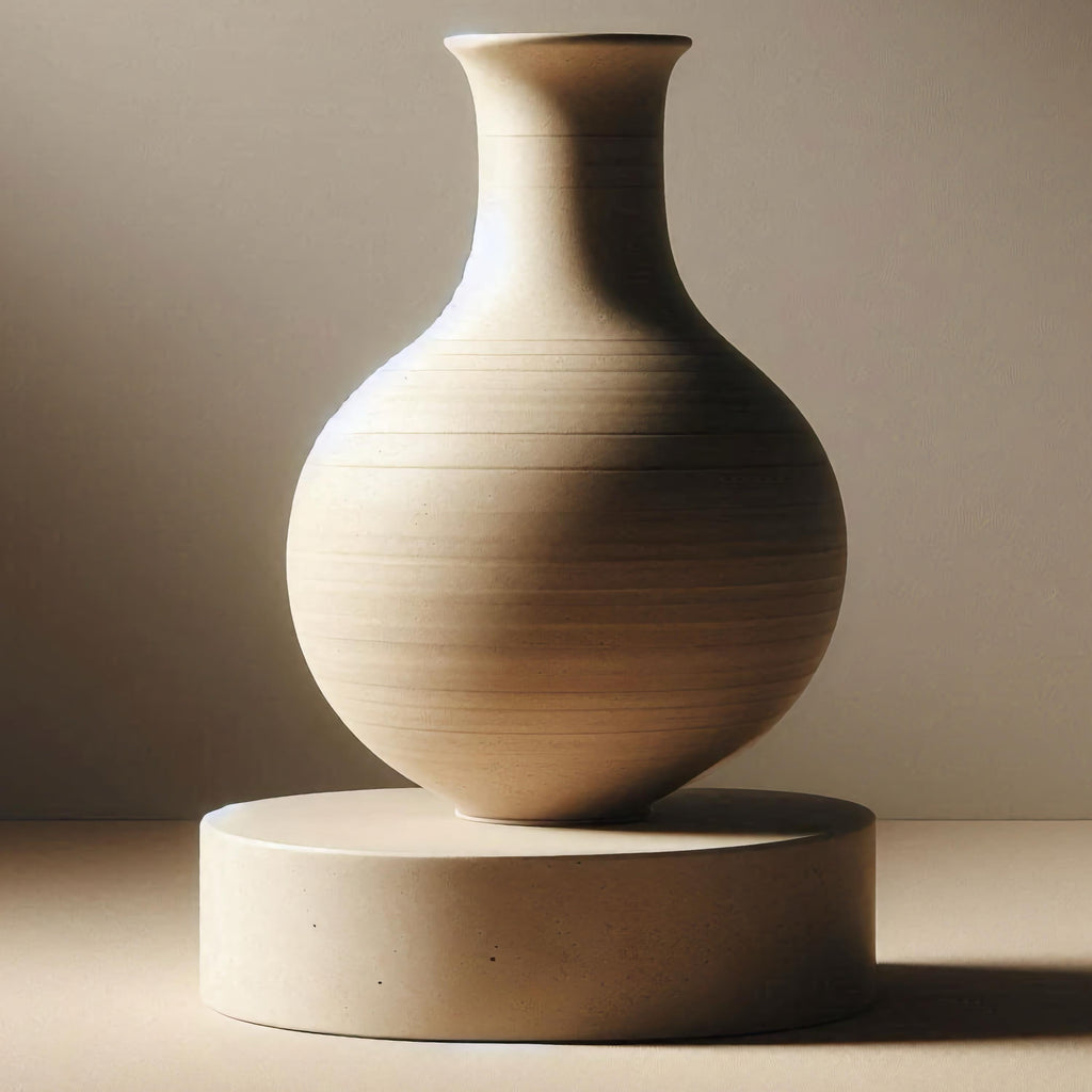 Ceramic Study — A Sculpted Ceramic Vase in Warm Light | Neutral Wall Art