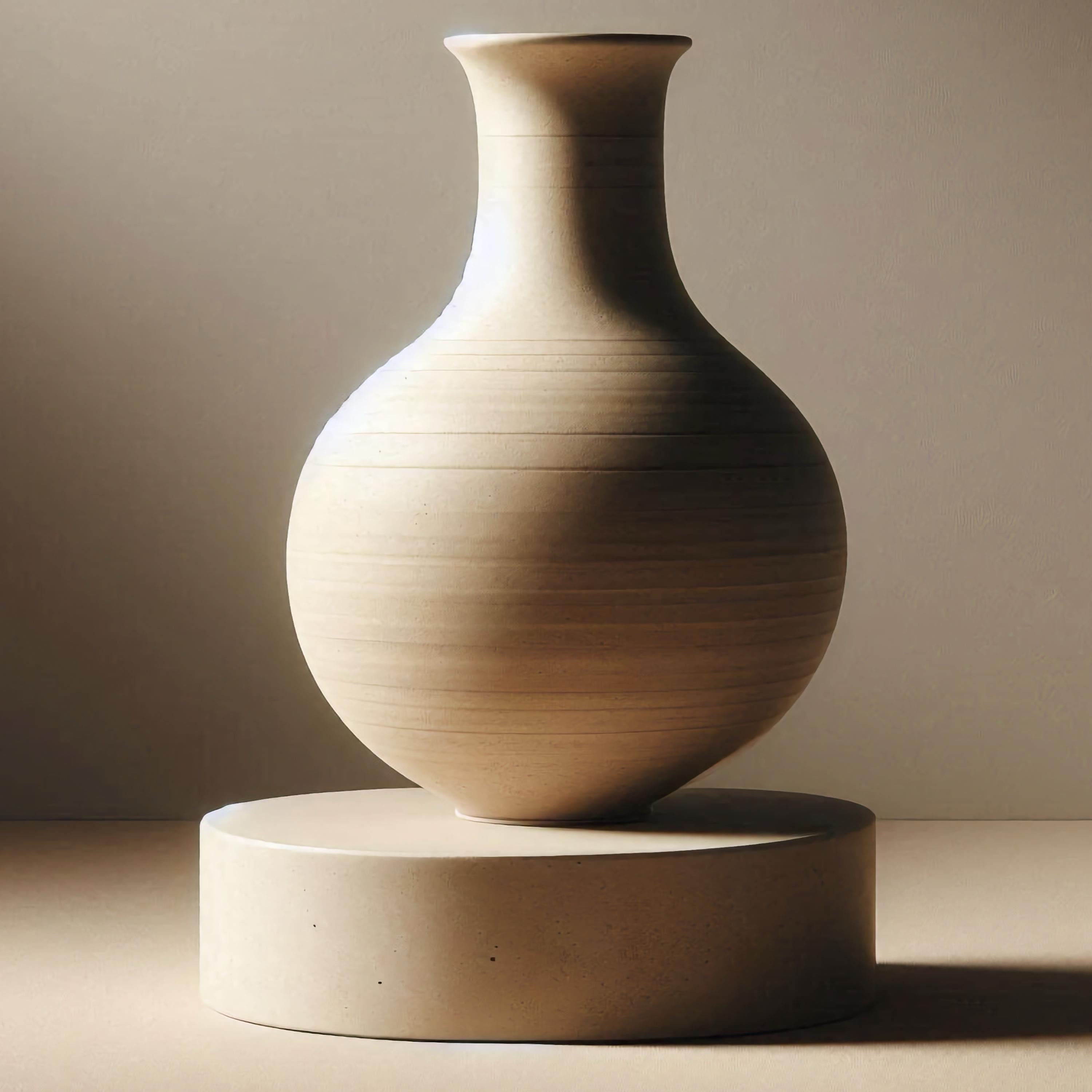 Ceramic Study — A Sculpted Ceramic Vase in Warm Light | Neutral Wall Art