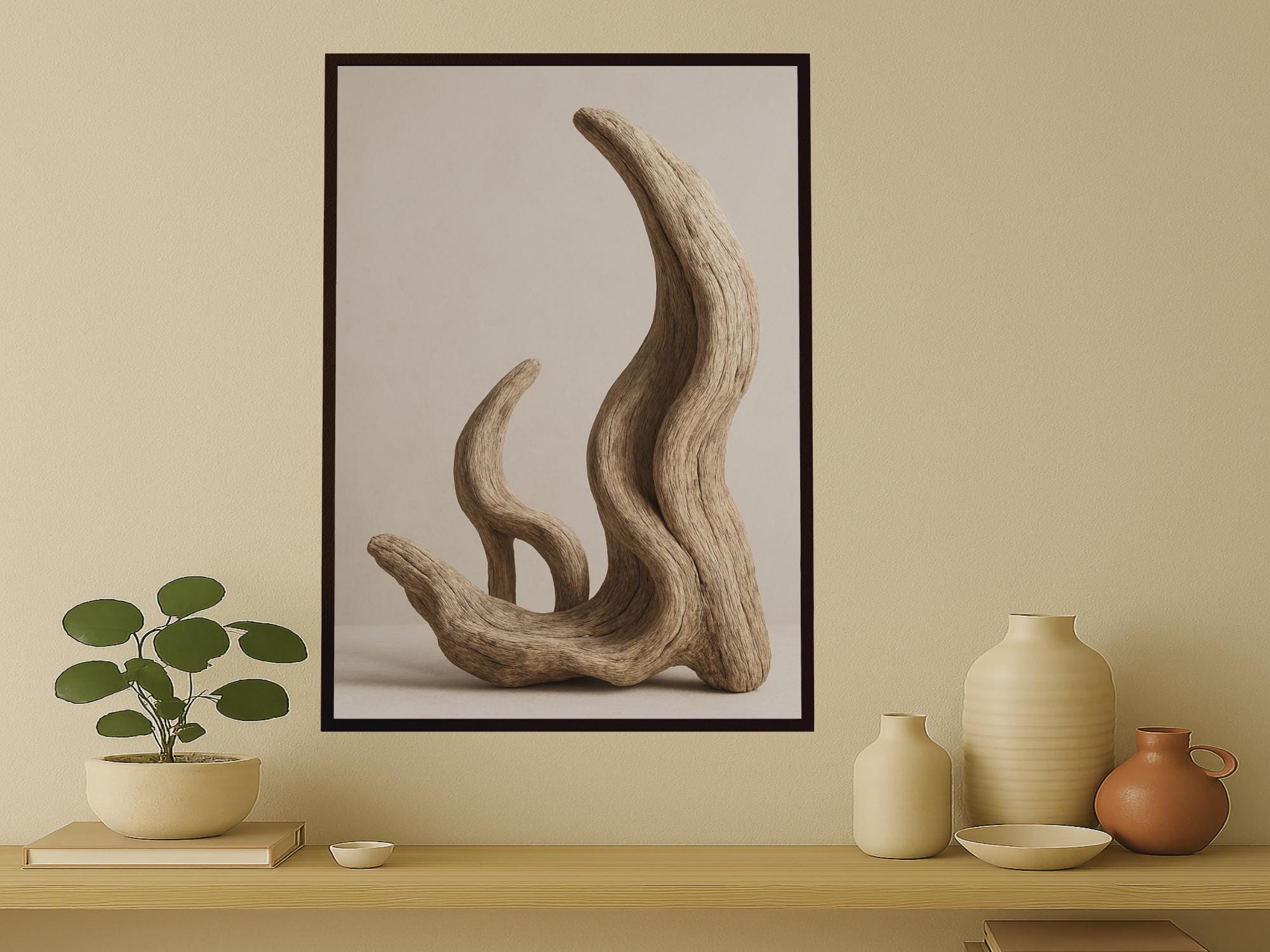Driftwood Forms — Organic Sculpted Wood Art | Neutral Abstract Wall Art (Digital Download)