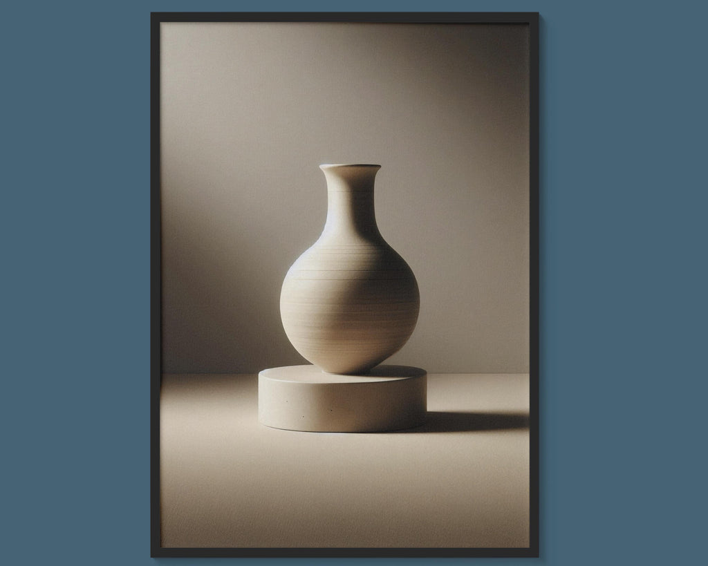 Ceramic Study — A Sculpted Ceramic Vase in Warm Light | Neutral Wall Art