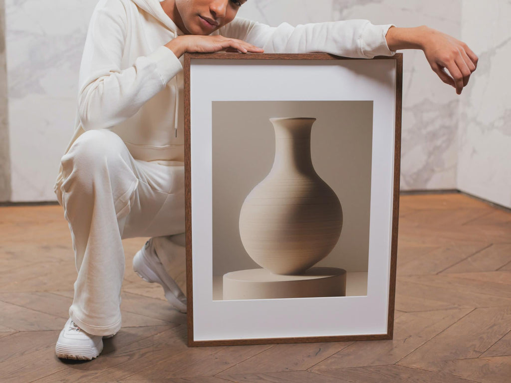 Ceramic Study — A Sculpted Ceramic Vase in Warm Light | Neutral Wall Art