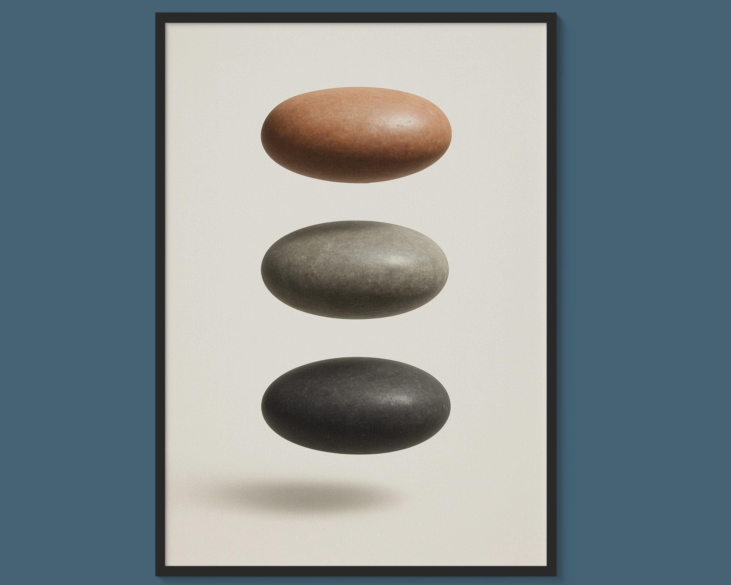 Floating Stones — Balanced River Rocks | Minimalist Wall Art (Digital Download)