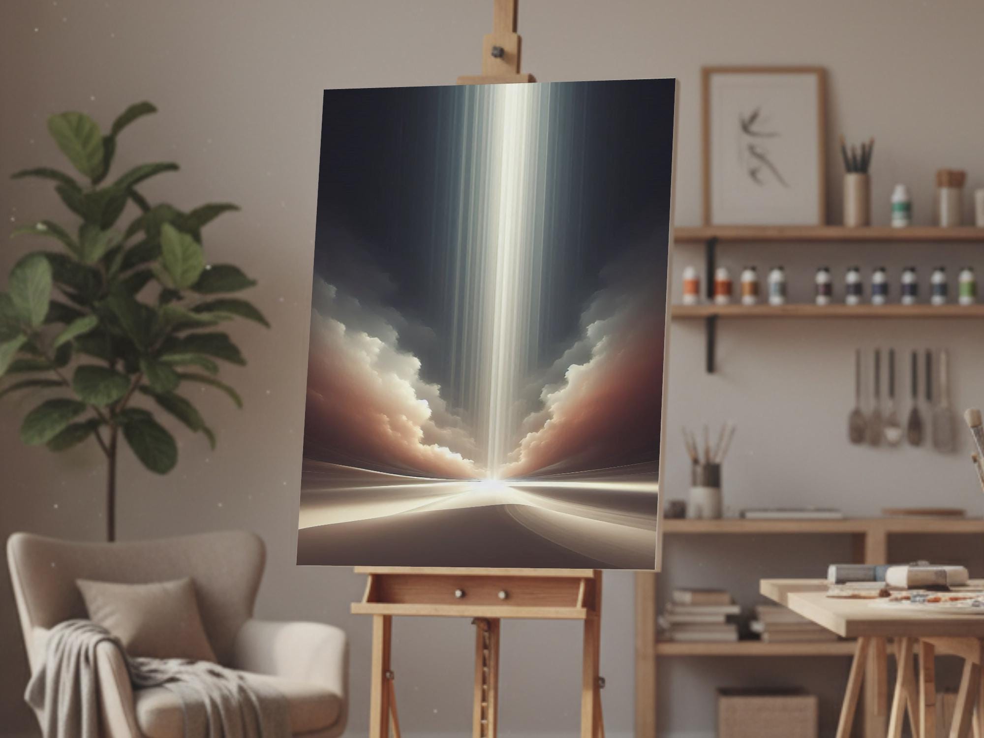 Light Rays — Sacred beams cross minimalist canvas | Abstract Light Art (Digital Download)