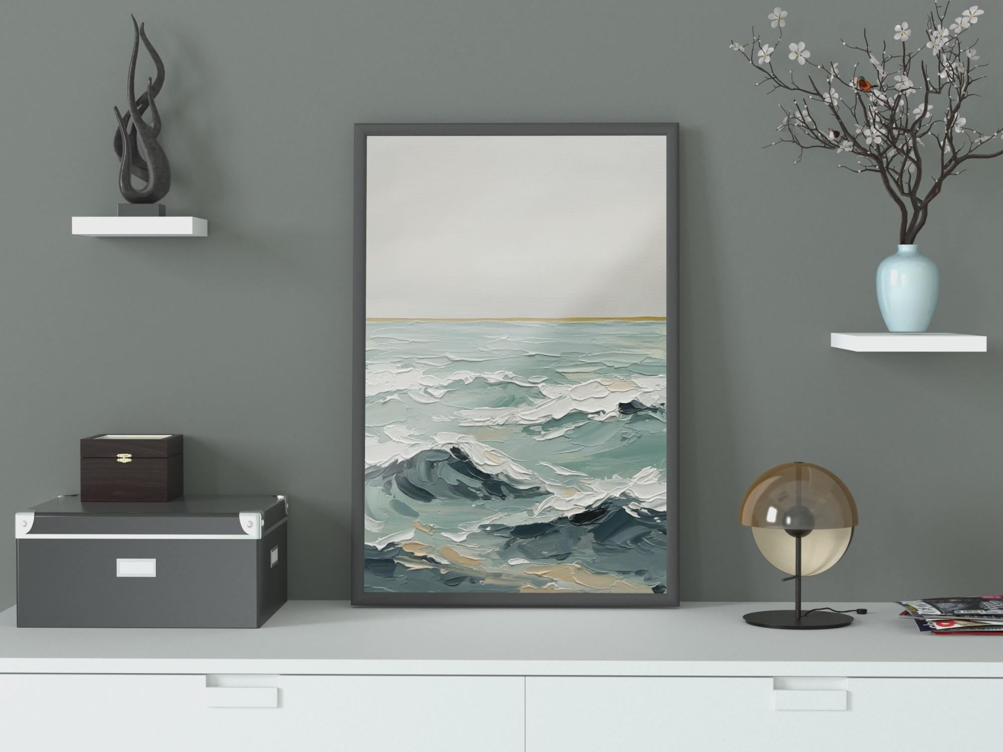Ocean Whisper — Textured Abstract Seascape | Coastal Wall Art (Digital Download)