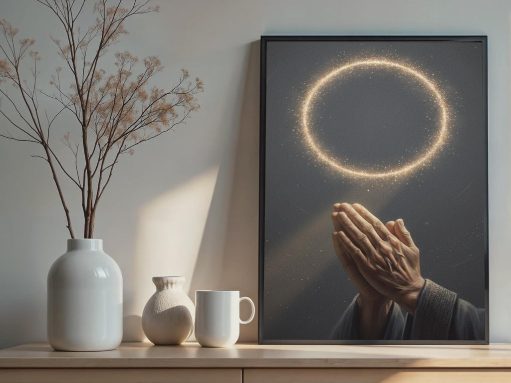 Glowing Halo - Hands in Prayer, Spiritual Wall Art (Digital Download)