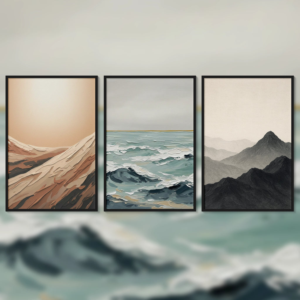 Earth, Sea & Sky — Calm Wall Art Set” (3 piece set)