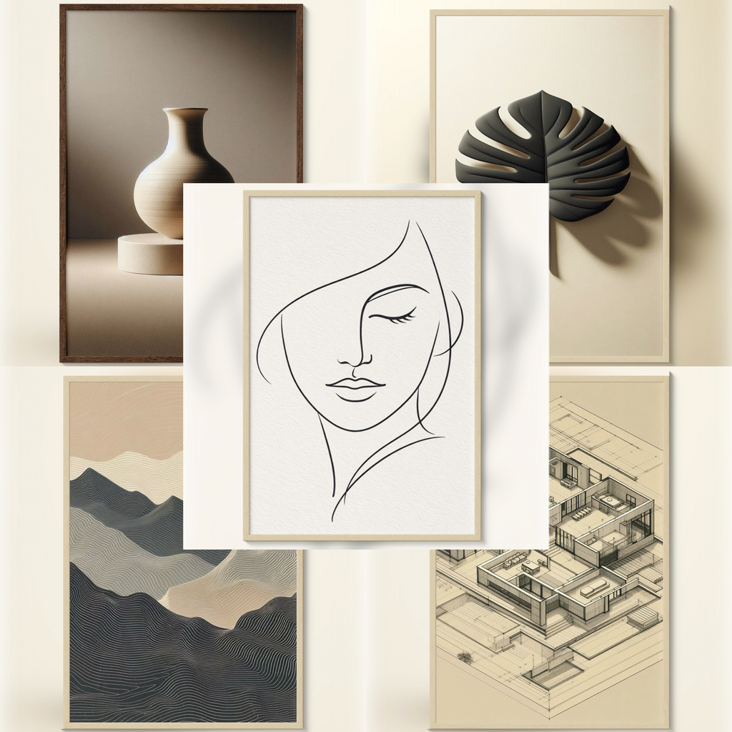 Neutral Luxury Gallery Wall (5‑Piece Set)