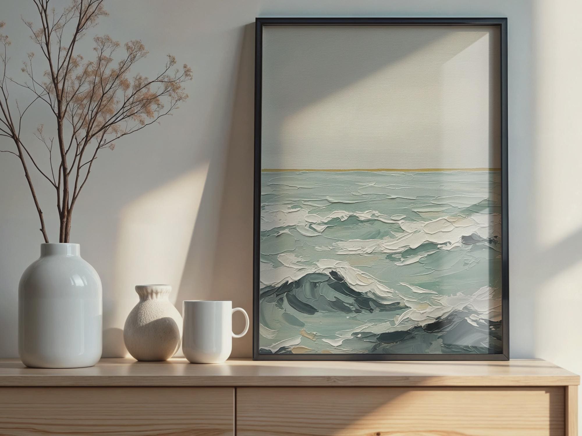 Ocean Whisper — Textured Abstract Seascape | Coastal Wall Art (Digital Download)