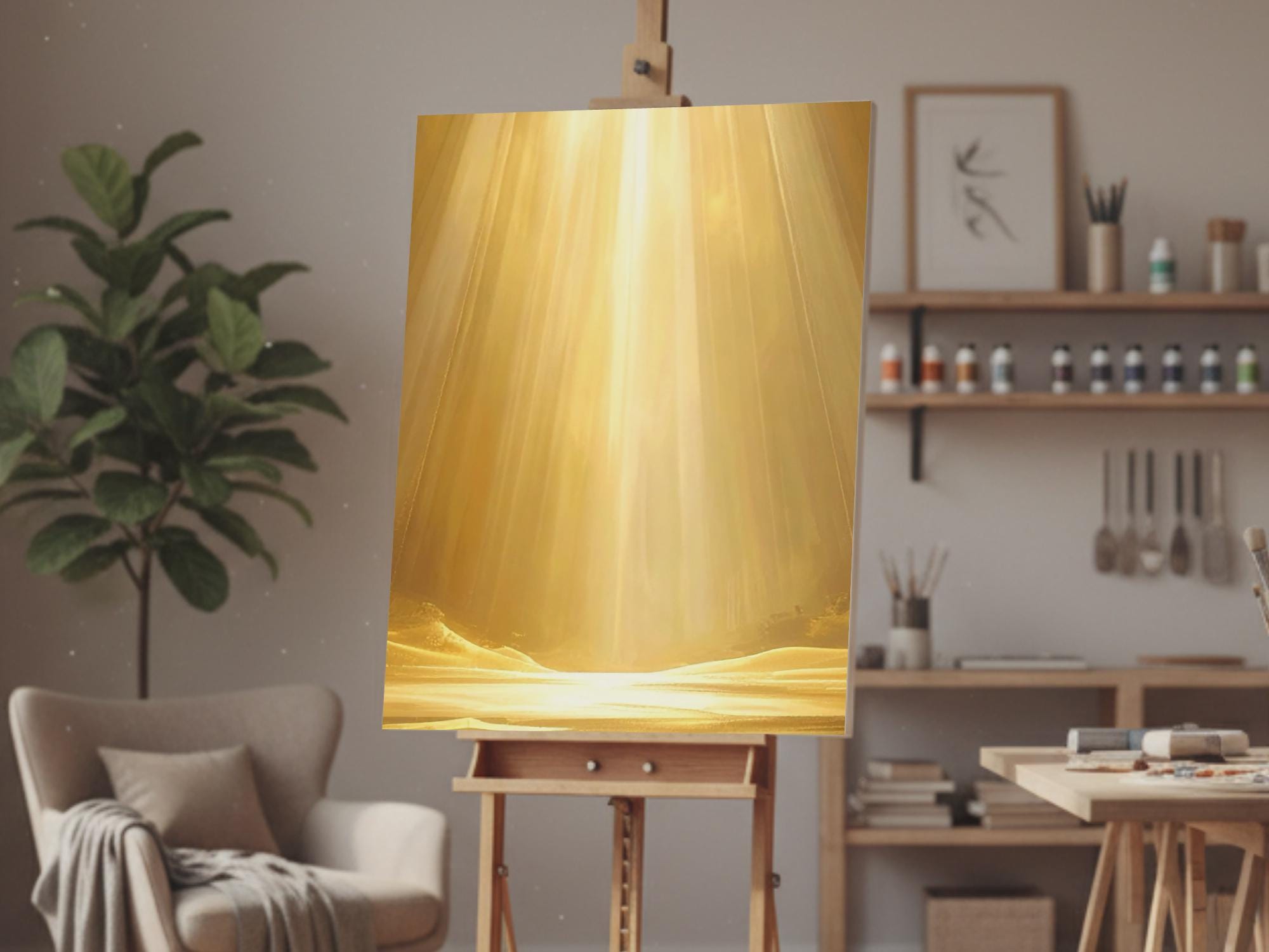 Radiant Glow — A Celestial Beam of Golden Light | Doxology Wall Art (Digital Download)