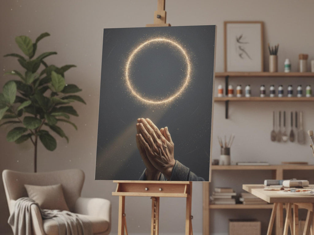 Glowing Halo - Hands in Prayer, Spiritual Wall Art (Digital Download)
