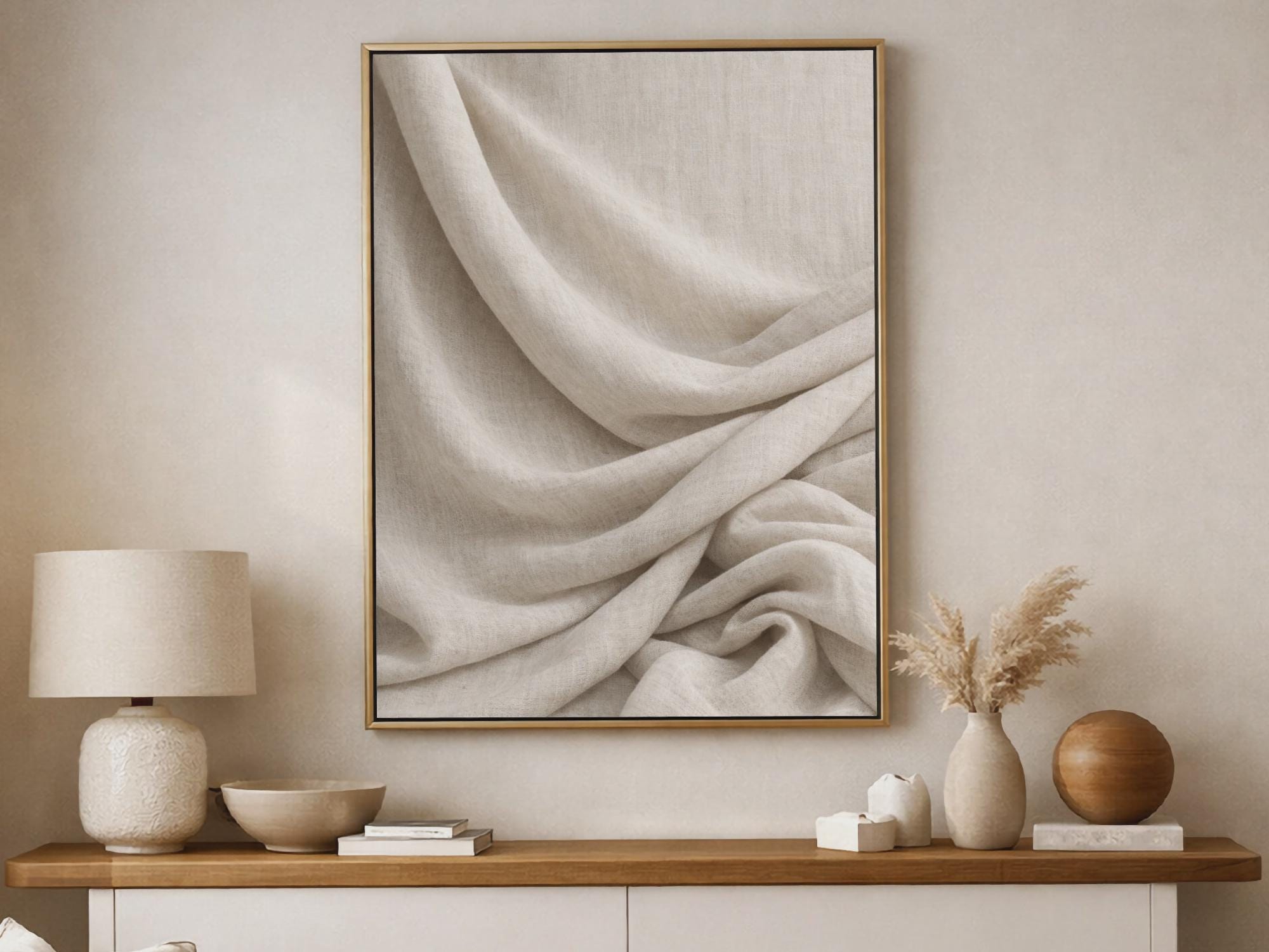 Linen Fold — Soft Fabric Textures in Gentle Light | Minimalist Wall Art (Digital Download(
