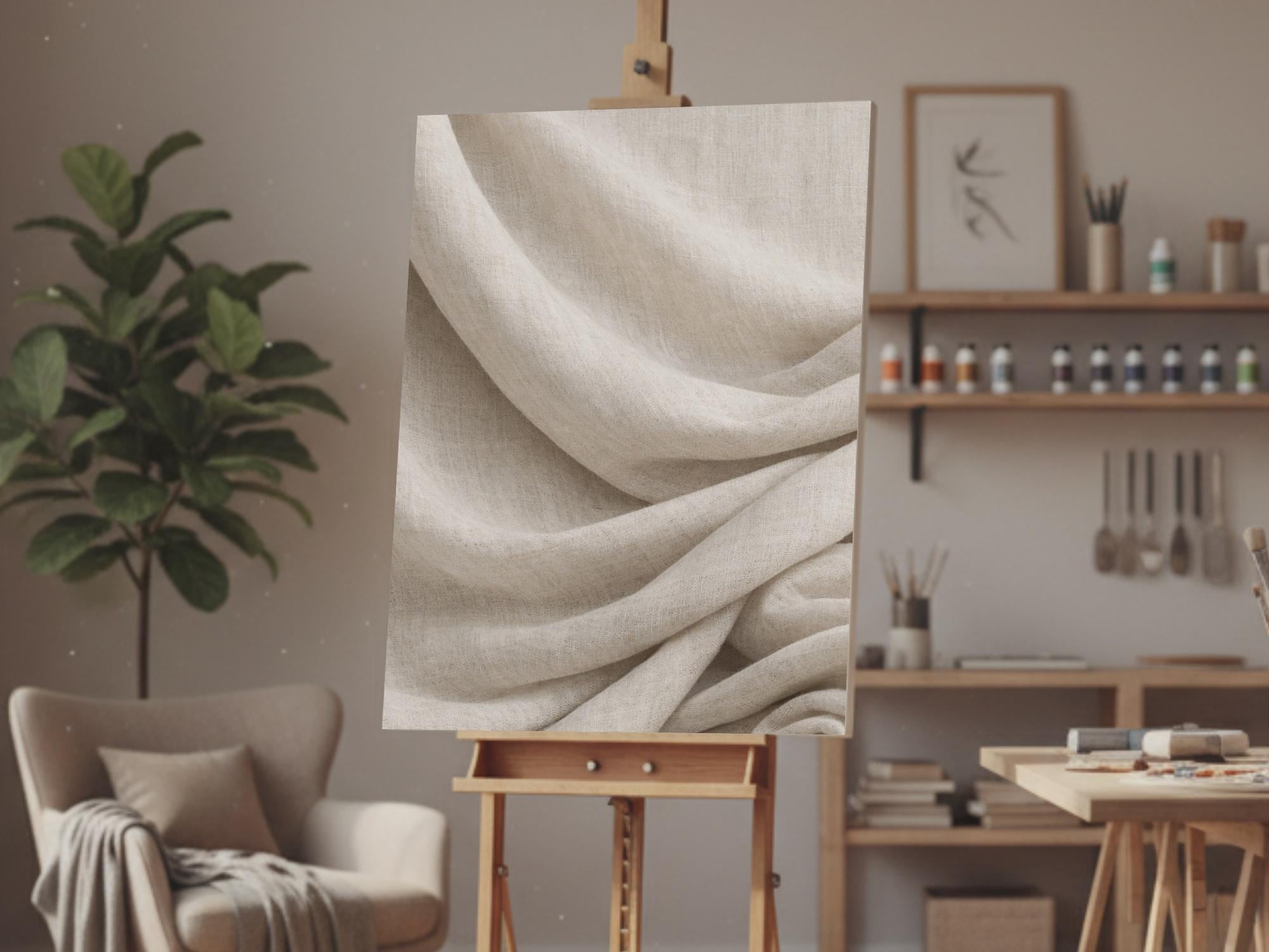 Linen Fold — Soft Fabric Textures in Gentle Light | Minimalist Wall Art (Digital Download(