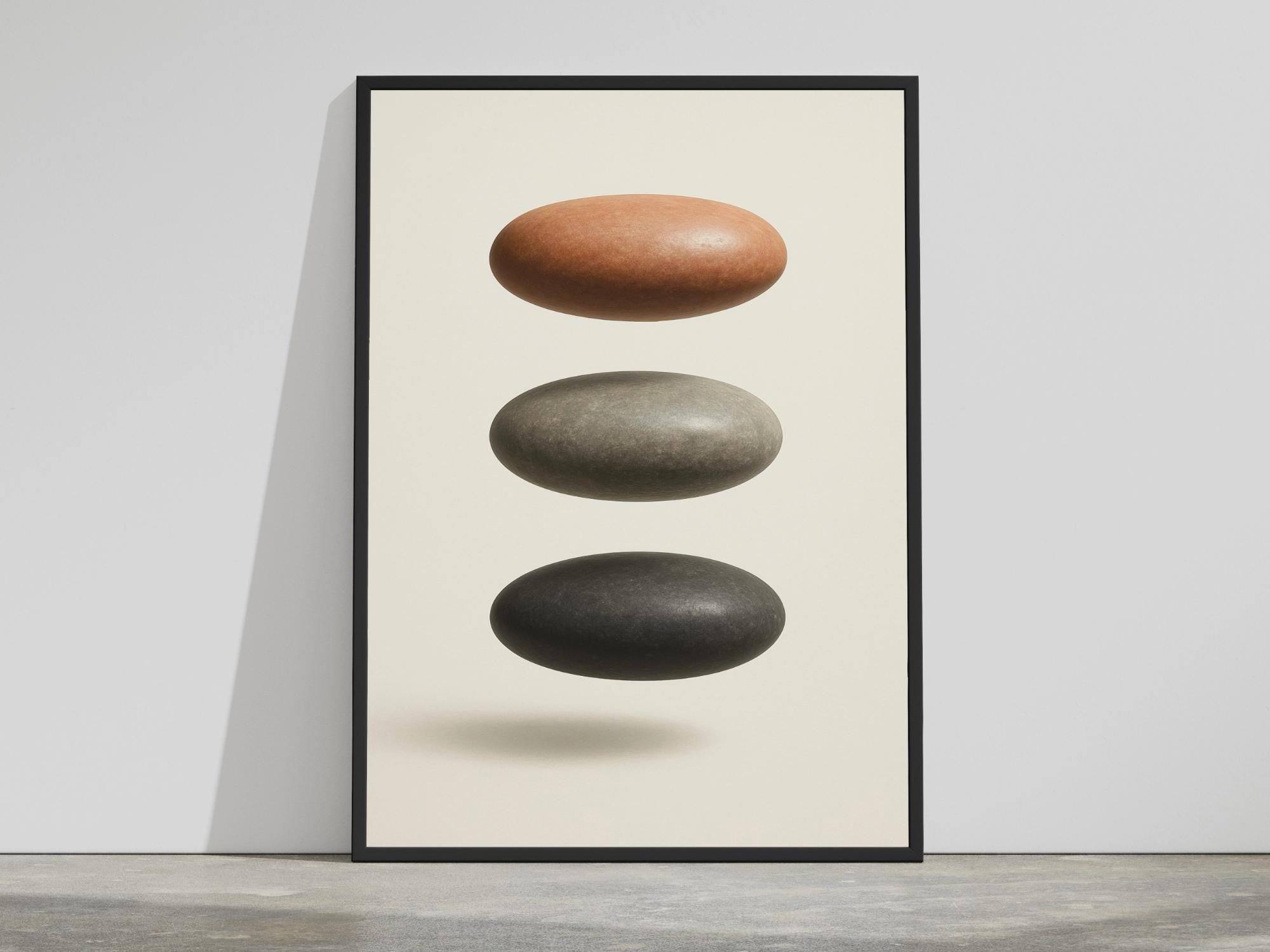 Floating Stones — Balanced River Rocks | Minimalist Wall Art (Digital Download)