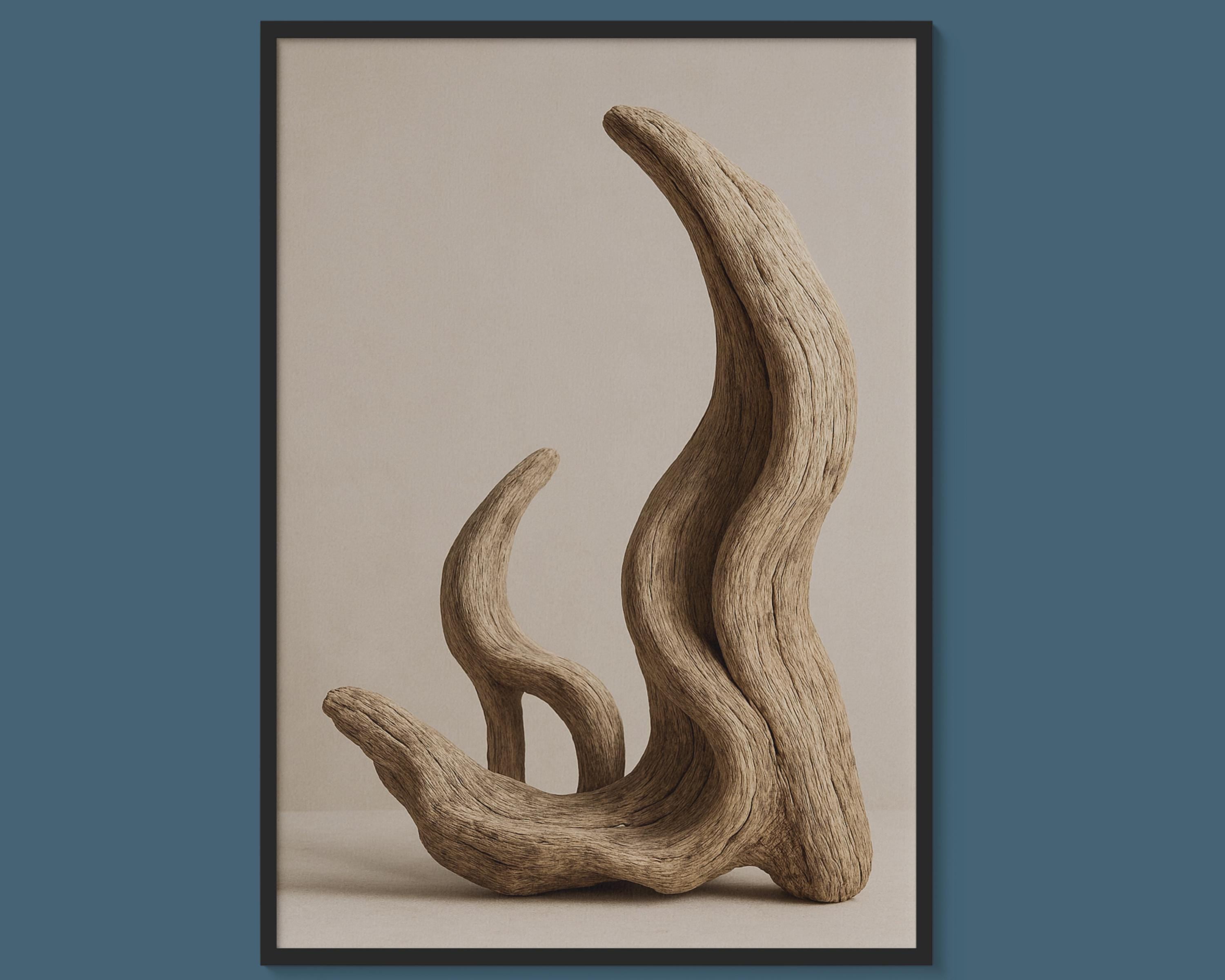 Driftwood Forms — Organic Sculpted Wood Art | Neutral Abstract Wall Art (Digital Download)