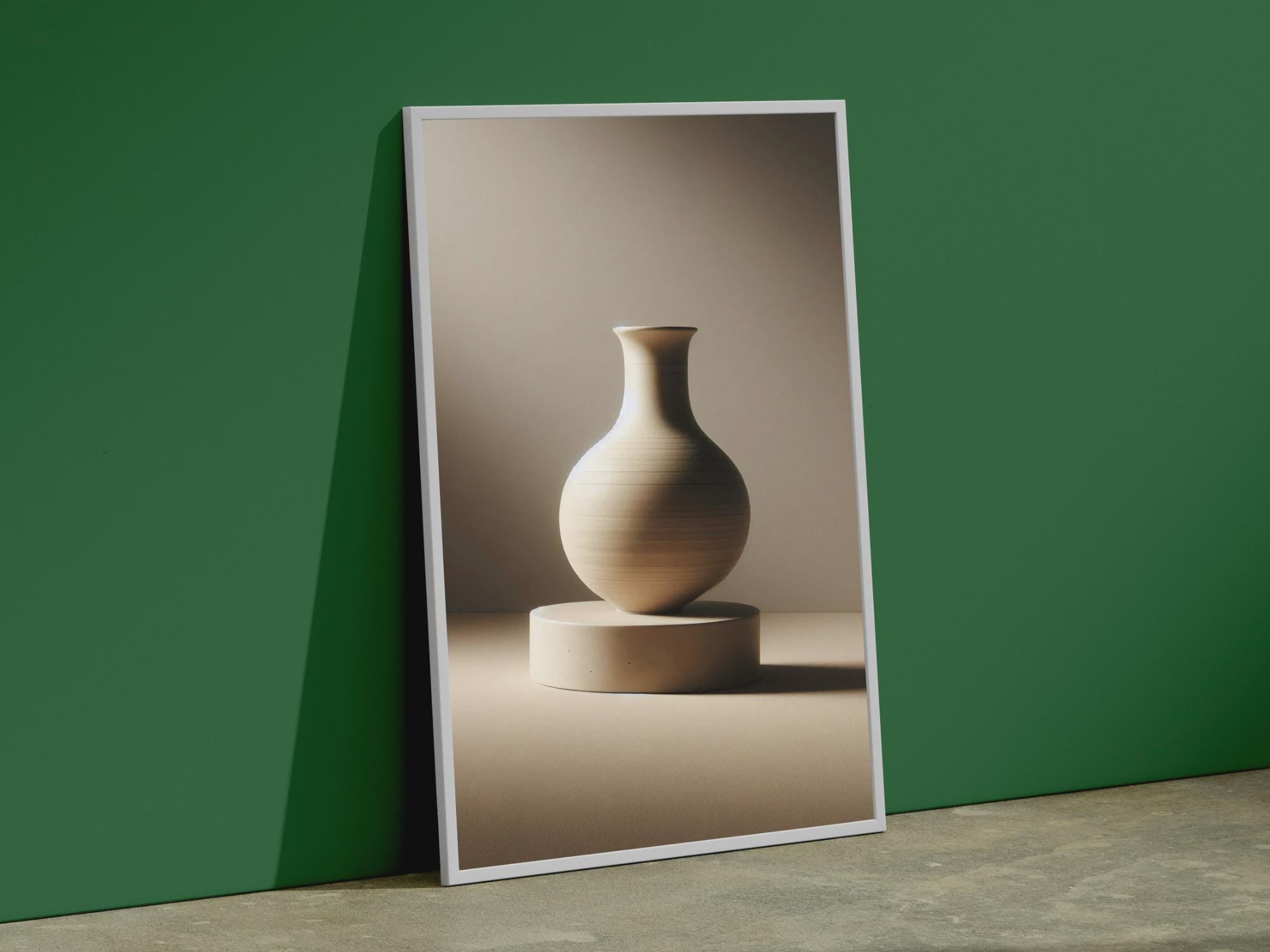 Ceramic Study — A Sculpted Ceramic Vase in Warm Light | Neutral Wall Art